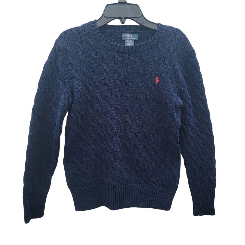 Size M(10/1)Polo Ralph Lauren Boys Sweater Navy Blue Pullover Chucky Knit top